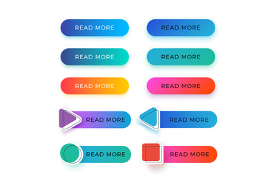 Modern read more color vector buttons isolated