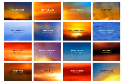 Blurred bright sky and sea bokeh landscape vector backgrounds collecti