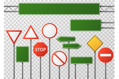 Blank street traffic and road signs vector set isolated