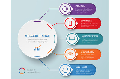 Infographic for business presentation with circular elements and optio