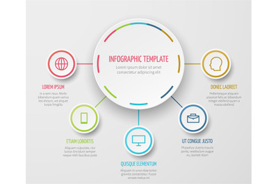 Round chart infographic with steps progress vector template for busine