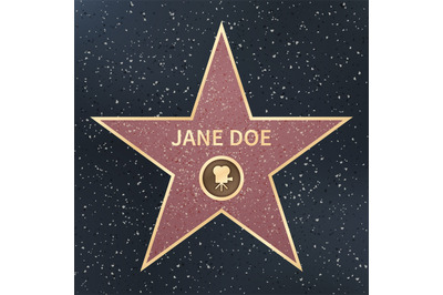 Hollywood movie actor celebrity walk of fame star. Vector Illustration