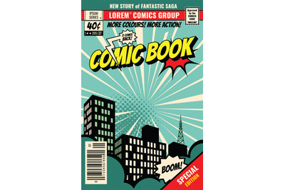 Retro magazine cover. Vintage comic book vector template