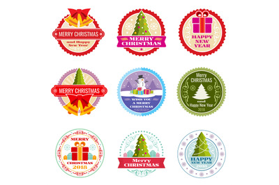 Vintage christmas gift vector labels, banners and tags with typographi