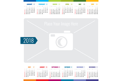 Day calendar event planner 2018 vector template