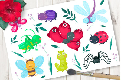 Cute cartoon vector insects