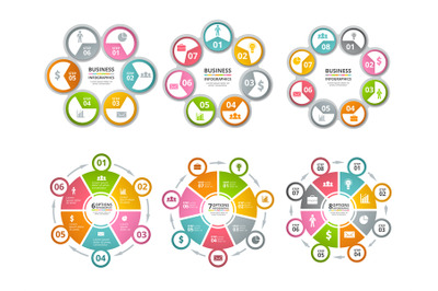 Circle shapes for infographics. Business radial charts