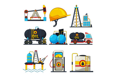 Petroleum and gas icons. Vector illustrations isolate on white