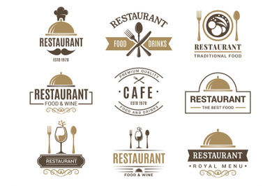 Vintage logotypes and various symbols for design of restaurant menu