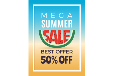 Summer sale. Design template of vector advertising poster