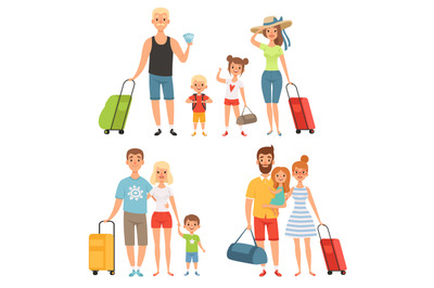 Family goes at summer vacations. Happy family travelling