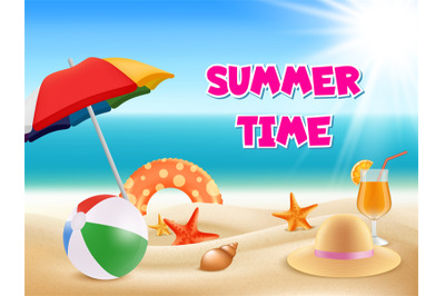 Summer background. Vector illustrations of summertime adventures