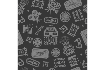 Cinema pattern. Seamless background with symbols of cinema and films p