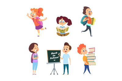 School childrens. Back to school characters isolated