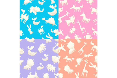 Weather patterns with clouds. Seamless patterns with clouds of differe