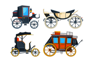 Retro transport carriage. Vector pictures of carriages