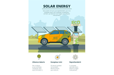 Infographics of electro cars. Eco conceptual pictures with electronic