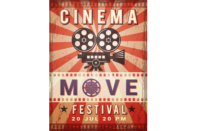 Cinema poster. Vintage design template of video and cinema production