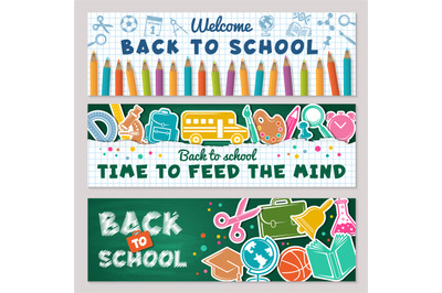 School banners. Vector illustrations for back to school banners