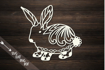 Floral Cute Easter bunny rabbit  svg dxf file for machine cut