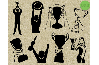 Download Download Raising A Trophy Svg Vector Cricut Free SVG, PNG, EPS, DXF File