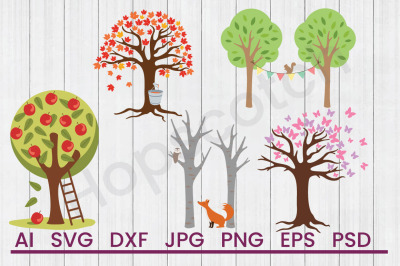 Trees Bundle, SVG Files, DXF Files, Cuttable Files