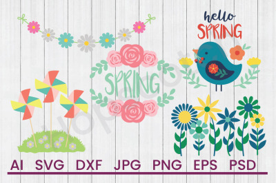 Spring Bundle, SVG Files, DXF Files, Cuttable Files