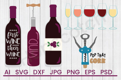 Wine Bundle, SVG Files, DXF Files, Cuttable Files