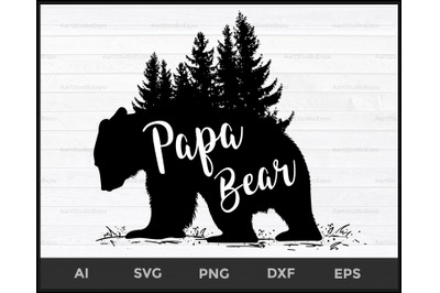 Papa bear svg, papa bear,bear svg,Cut File,Silhouette, Cricut, Instant