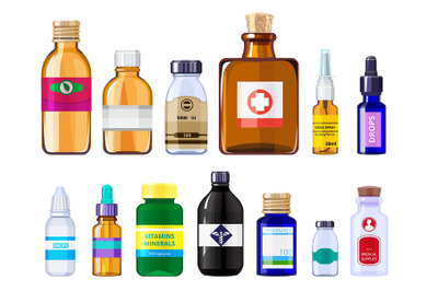 Various medical bottles. Health care concept pictures of drugs bottles