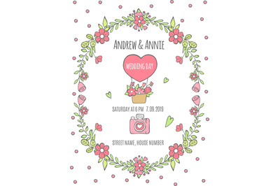 Wedding day poster. Invitation for wedding day