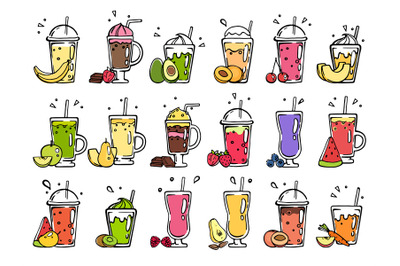 Smoothie hand drawn. Pictures of summer cocktails