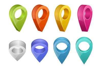 Colored map pointers. Various colors of gps navigation pointers