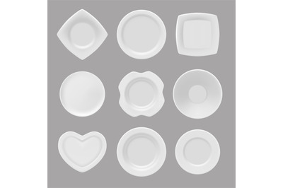 Vector dishware. Realistic pictures of various plates