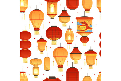 China lanterns pattern. Asian traditional new year colored paper symbo