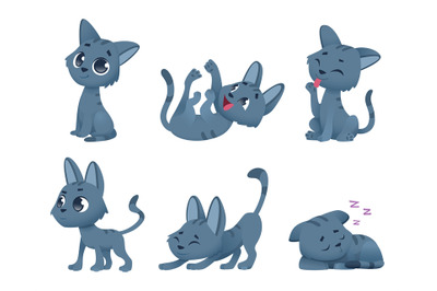 Cute baby cats. Funny little domestic animals toy kitten vector cartoo