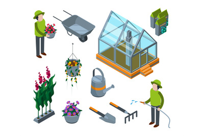 Greenhouse flowers. Agricultural concept 3d glass house with plants ve