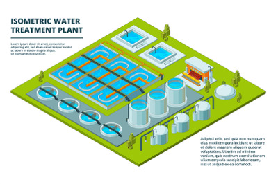 Water cleaning factory. Sewage treatment purification industry waterin