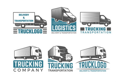 Truck logo. Business symbols emblems of transportation or logistics co