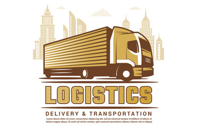 Logistics background. Vector stylized illustration of truck and differ