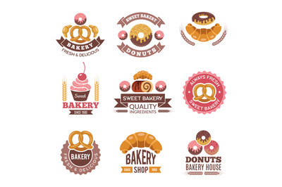 Bakery shop logo. Donuts cookies fresh food cupcakes and bread picture