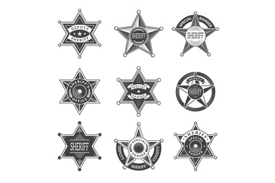 Sheriff stars badges. Western star texas and rangers shields or logos