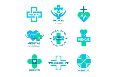 Health symbols. Medical signs for logo clinic healthcare design cross