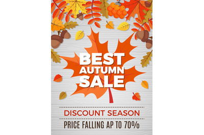 Autumn poster of sales. Orange and yellow leaves falls pictures of nat