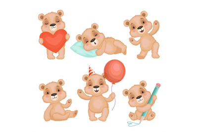 Cute bear pose. Cute animal teddy bear boy toys for kids birthday or v