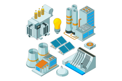 Electrical equipment. Watt electricity lighting generators vector isom