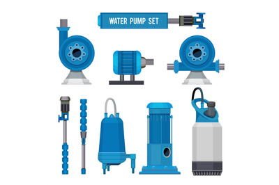 Water pumps. Industrial machinery electronic pump steel systems sewage