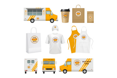 Food truck identity. Fast catering business tools for mobile restauran