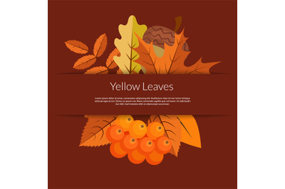 Vector cartoon autumn elements and leaves banner