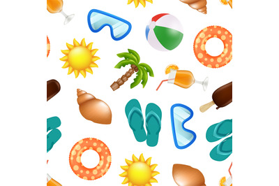 Vector summer beach elements pattern or background illustration